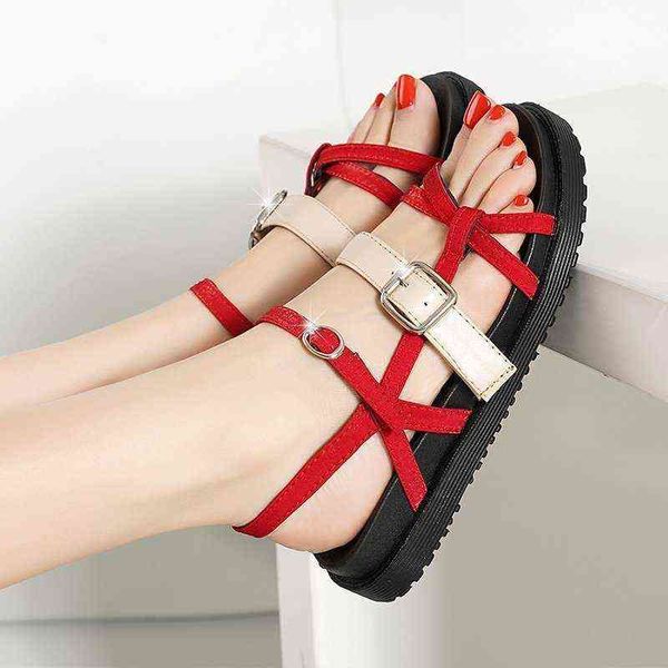 women's shoes summer 2022 new fashion belt buckle color matching muffin thick soled sandals for women, Black
women's shoes summer 2022 new fashion belt buckle color matching muffin thick soled sandals for women, Black