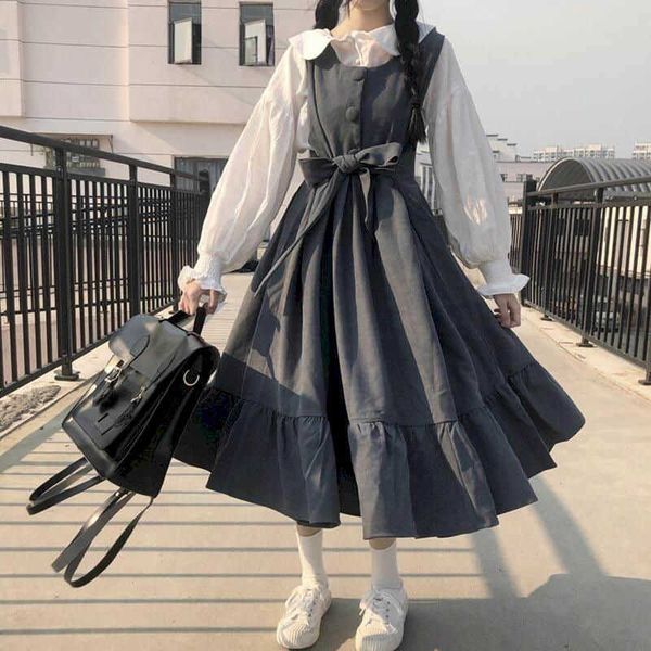 kwaii dress suit female spring summer korean loose and thin small fresh college style white shirt + mid-length strap skirt sets 210526
kwaii dress suit female spring summer korean loose and thin small fresh college style white shirt + mid-length strap skirt sets 210526