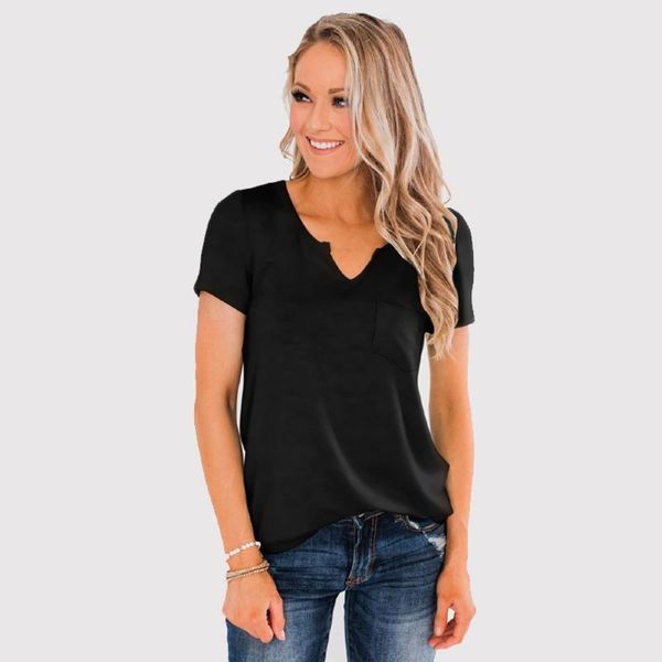 women's t-shirt summer black women t shirt fashion harajuku for casual v-neck pocket loose solid color tee shirts camisetas mujer, White
women's t-shirt summer black women t shirt fashion harajuku for casual v-neck pocket loose solid color tee shirts camisetas mujer, White