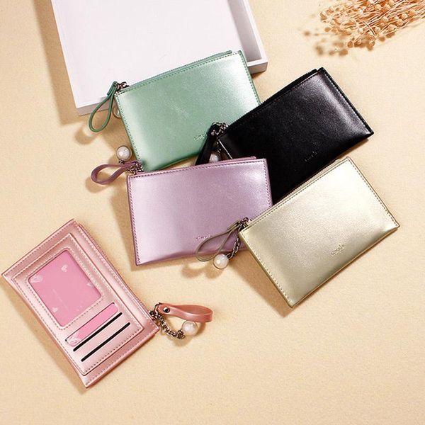 card holders fashion women mini pearlescent leather small wallet purses female short coin zipper purse holder -opk, Brown;gray
card holders fashion women mini pearlescent leather small wallet purses female short coin zipper purse holder -opk, Brown;gray