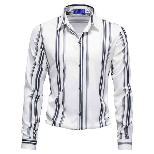 men's long sved tight striped printed shirt, european and american style, busins party, White;black
men's long sved tight striped printed shirt, european and american style, busins party, White;black