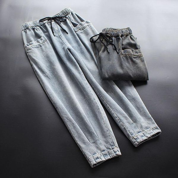 women's jeans women solid color elastic waist drawstring pockets casual loose pants 2021 spring summer yoyikamomo, Blue
women's jeans women solid color elastic waist drawstring pockets casual loose pants 2021 spring summer yoyikamomo, Blue