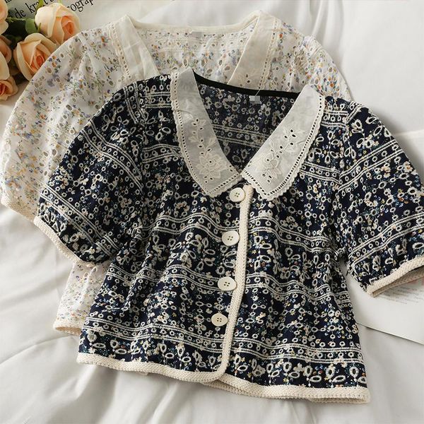 women's blouses & shirts women fashion outdoor casual short sleeve flowers blouse ladies ol sweet girls student elegant daily basic, White
women's blouses & shirts women fashion outdoor casual short sleeve flowers blouse ladies ol sweet girls student elegant daily basic, White