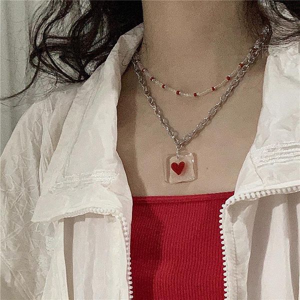 chokers 2021 2 pcs / set transparent harajuku square glass heart choker color beads necklace for women girls y2k party jewelry, Golden;silver
chokers 2021 2 pcs / set transparent harajuku square glass heart choker color beads necklace for women girls y2k party jewelry, Golden;silver