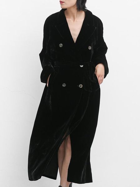 women's trench coats jiunine original design silk velvet coat waist double-breasted lace-up long jackets women, Tan;black
women's trench coats jiunine original design silk velvet coat waist double-breasted lace-up long jackets women, Tan;black