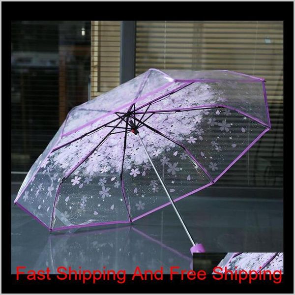 100pcs/lot transparent clear umbrella handle windproof 3 fold umbrella cherry blossom mushroom apollo sakura women qylybt wphome
100pcs/lot transparent clear umbrella handle windproof 3 fold umbrella cherry blossom mushroom apollo sakura women qylybt wphome