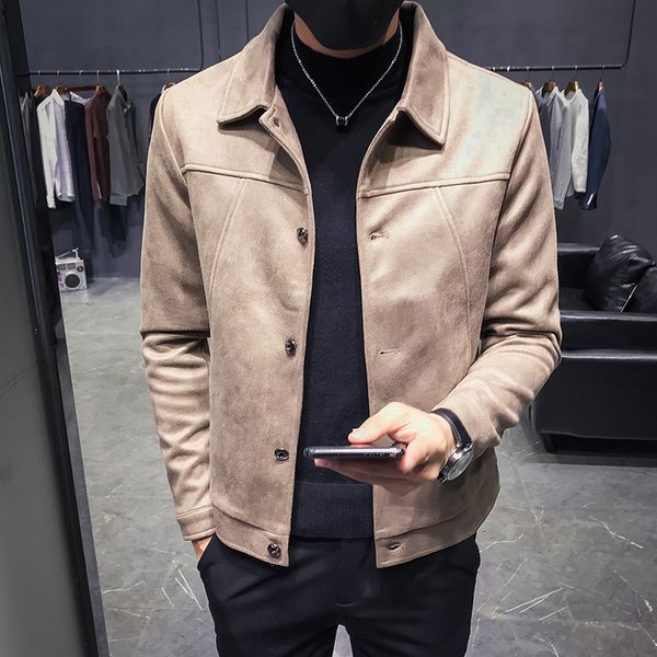 men's fashionable suede coats khaki vintage leather jackets korean black gray clothes l443, Black;brown
men's fashionable suede coats khaki vintage leather jackets korean black gray clothes l443, Black;brown