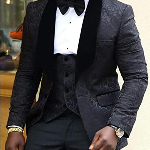 men's suits & blazers formal jacquard mens groom wear man blazer custom made black peaked lapel jacket vest pants 3 pieces wedding tuxe, White;black
men's suits & blazers formal jacquard mens groom wear man blazer custom made black peaked lapel jacket vest pants 3 pieces wedding tuxe, White;black