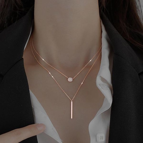 rose gold silver color double layer necklace round shiny full zircon long pendant necklaces gift for girl fine accessories
rose gold silver color double layer necklace round shiny full zircon long pendant necklaces gift for girl fine accessories