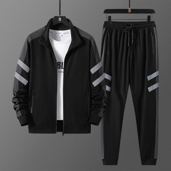 8xl casual suit men's spring and autumn trend cardigan sweater two-piece set fat plus size long sve sportswear, Gray 
8xl casual suit men's spring and autumn trend cardigan sweater two-piece set fat plus size long sve sportswear, Gray