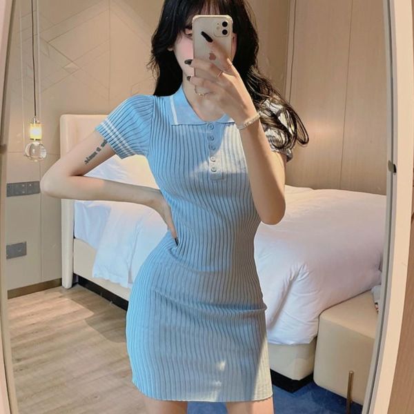 party dresses vintage elegant knitted lapel blue bodycon mini dress women casual sheath button short sleeve solid female, White;black 
party dresses vintage elegant knitted lapel blue bodycon mini dress women casual sheath button short sleeve solid female, White;black