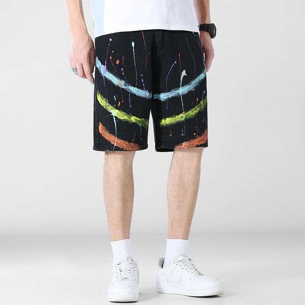 men's shorts 2065 denim straight men summer thin personalize creativity printing streetwear handsome sport jogger trendy ins clothing, White;black
men's shorts 2065 denim straight men summer thin personalize creativity printing streetwear handsome sport jogger trendy ins clothing, White;black