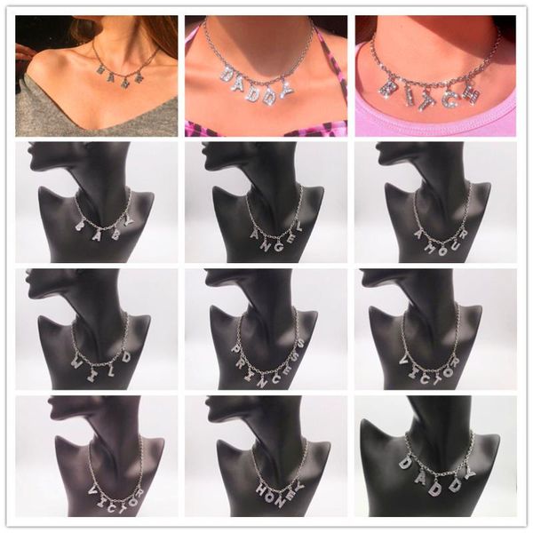 pendant necklaces 2021 punk money daddy bitch wild 26 letter crystal angel women jewelry couple gift baby honey choker for paty, Silver
pendant necklaces 2021 punk money daddy bitch wild 26 letter crystal angel women jewelry couple gift baby honey choker for paty, Silver