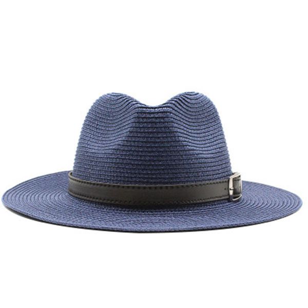 women hats straw summer spring solid wide birm sun hats with band belt buckle classic luxury gentlemen sun protection hats men, Blue;gray
women hats straw summer spring solid wide birm sun hats with band belt buckle classic luxury gentlemen sun protection hats men, Blue;gray