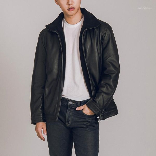 men's leather & faux sheep skin warm plush and comfortable inside layers have the grade winter coat, Black
men's leather & faux sheep skin warm plush and comfortable inside layers have the grade winter coat, Black