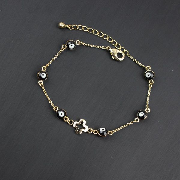 link, chain diy multi- fashion personality eye cross pendant bracelet female electroplated gold, Black
link, chain diy multi- fashion personality eye cross pendant bracelet female electroplated gold, Black