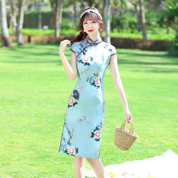 ethnic clothing women summer mid-length satin cheongsam dresses slim print floral short sleeve chinese dress vintage daily party qiapo overs, Red
ethnic clothing women summer mid-length satin cheongsam dresses slim print floral short sleeve chinese dress vintage daily party qiapo overs, Red
