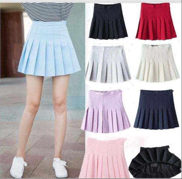 

gift item women fashion summer high pleated skirt wind cosplay skirt kawaii female mini skirts short under it, Black