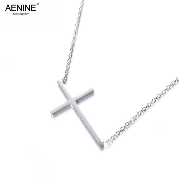 pendant necklaces aenine trendy steel color cross jewelry titanium choker necklace for valentine's day colar an17054, Silver
pendant necklaces aenine trendy steel color cross jewelry titanium choker necklace for valentine's day colar an17054, Silver