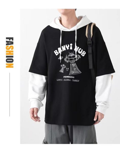 men's hoodies & sweatshirts girafe mens casual hoodie men fake two pieces fashion harajuku style male sweatshirt 2022 trendy, Black
men's hoodies & sweatshirts girafe mens casual hoodie men fake two pieces fashion harajuku style male sweatshirt 2022 trendy, Black