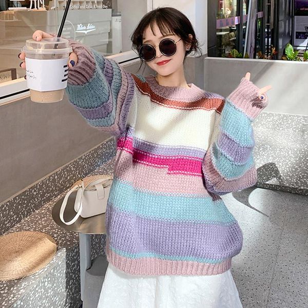 women's sweaters sweet rainbow sweater fall women fashion oversize long pullover round collar high street colorful stripe jumpers knitt, White;black
women's sweaters sweet rainbow sweater fall women fashion oversize long pullover round collar high street colorful stripe jumpers knitt, White;black