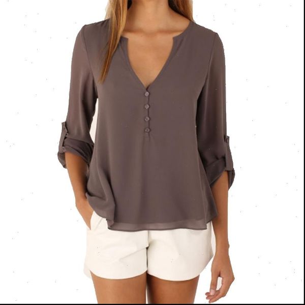 3 4 sleeve deep v neck chiffon blouse summer autumn women casual button solid shirt blusas plus size, White
3 4 sleeve deep v neck chiffon blouse summer autumn women casual button solid shirt blusas plus size, White