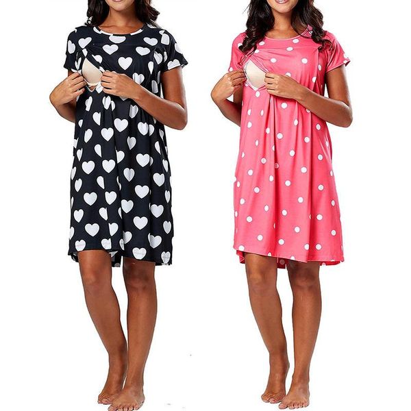 maternity dresses pregnant women's leisure breast-feeding short sleeve printing casual loose dress, White
maternity dresses pregnant women's leisure breast-feeding short sleeve printing casual loose dress, White