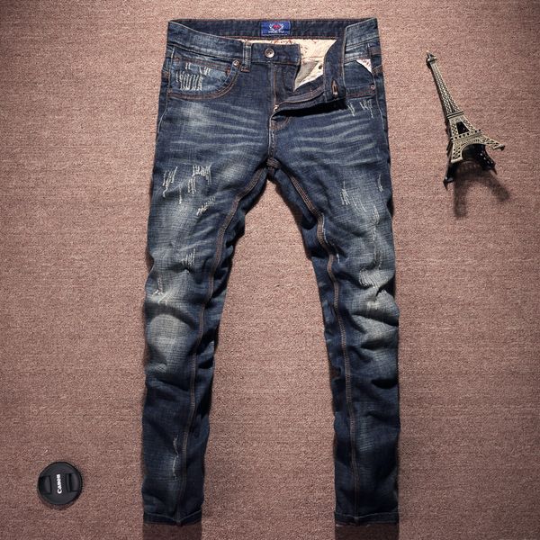 italian style men's high-quality retro-dark dark blue breech pants torn elastic denim jeans from the designer vintage 0bvl
italian style men's high-quality retro-dark dark blue breech pants torn elastic denim jeans from the designer vintage 0bvl