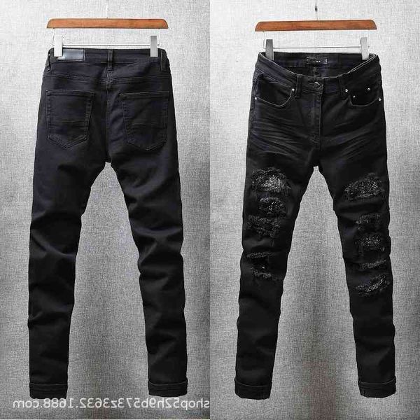 am street 565 jeans high men's korean personalized drill straight cut slim leggings, Blue
am street 565 jeans high men's korean personalized drill straight cut slim leggings, Blue