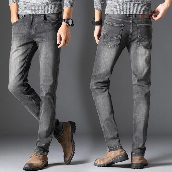 men's jeans men gray straight fit denim pants good quality male four seasons casual long stretch 40, Blue
men's jeans men gray straight fit denim pants good quality male four seasons casual long stretch 40, Blue
