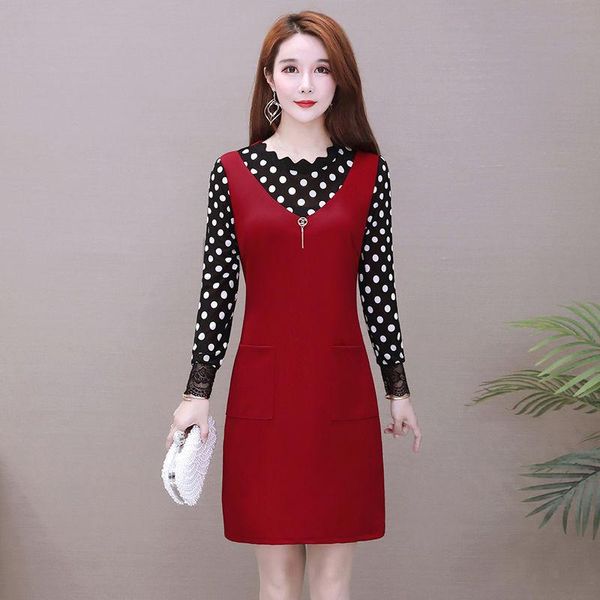 casual dresses women's spring autumn dress elegant o-neck long sleeve zipper dot korean slim ss1604, Black;gray
casual dresses women's spring autumn dress elegant o-neck long sleeve zipper dot korean slim ss1604, Black;gray