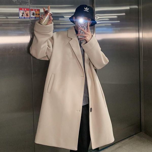 men's wool & blends winter long woolen coat men warm fashion casual oversized streetwear korean loose overcoat mens trench outwear, Black
men's wool & blends winter long woolen coat men warm fashion casual oversized streetwear korean loose overcoat mens trench outwear, Black