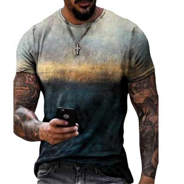 men's t-shirts gradient color landscape summer fashion retro short-sleeved loose t-shirt printing o-neck, White;black
men's t-shirts gradient color landscape summer fashion retro short-sleeved loose t-shirt printing o-neck, White;black