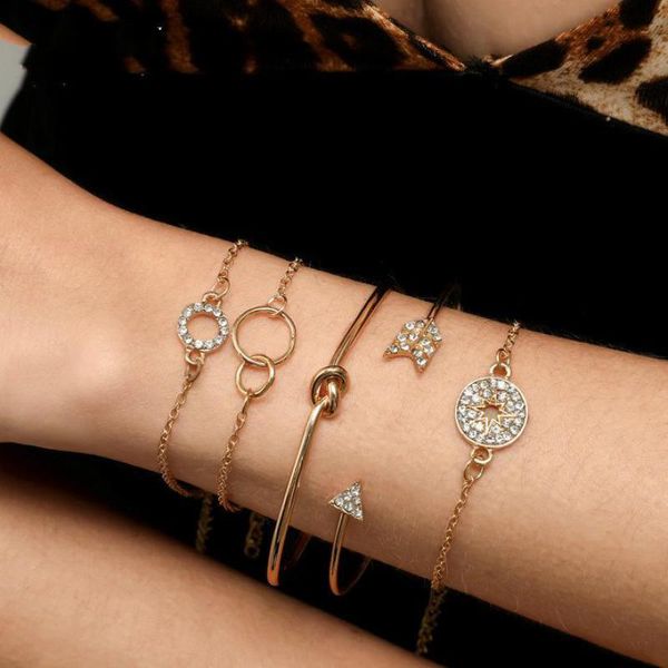 charm bracelets 5-piece bracelet set fashion arrow charms zircon for women star circle crystal & bangles gift, Golden;silver
charm bracelets 5-piece bracelet set fashion arrow charms zircon for women star circle crystal & bangles gift, Golden;silver