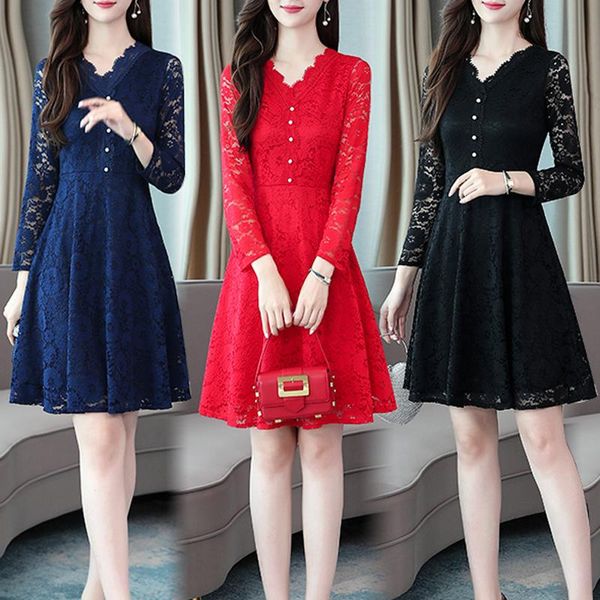 casual dresses 2021 autumn women long sleeve lace dress high waist midi plus size red black party female vestidos robe, Black;gray
casual dresses 2021 autumn women long sleeve lace dress high waist midi plus size red black party female vestidos robe, Black;gray