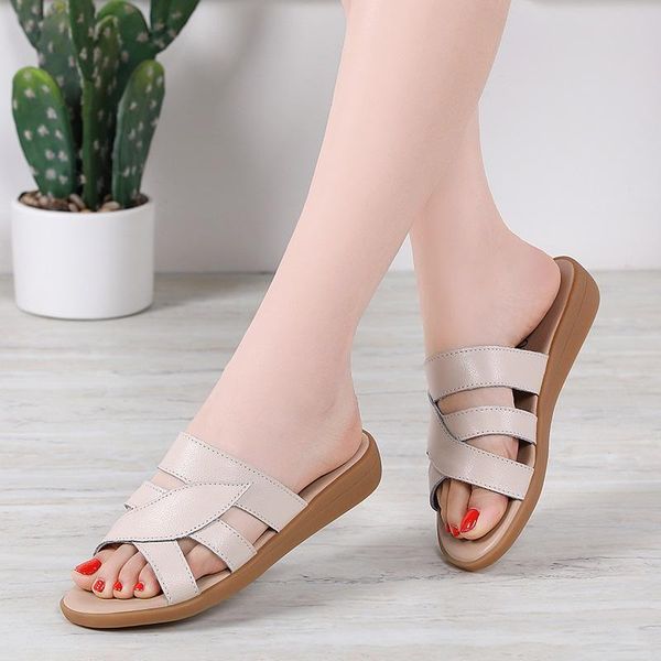 genuine leather women's slippers casual cowhide sewing antiskid wear resisting light soft comfort grace fashion simplicity flats, Black
genuine leather women's slippers casual cowhide sewing antiskid wear resisting light soft comfort grace fashion simplicity flats, Black