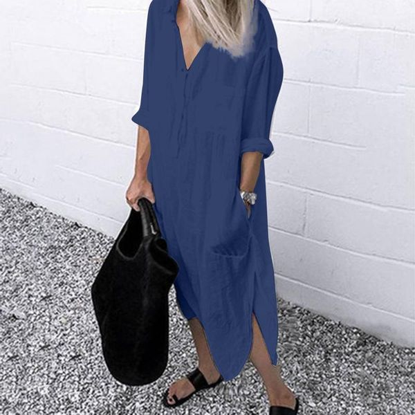 casual dresses 40# women solid color slit shirt dress cotton linen long sleeve v-neck pocket button plus size, Black;gray
casual dresses 40# women solid color slit shirt dress cotton linen long sleeve v-neck pocket button plus size, Black;gray