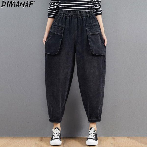 dimanaf plus size women jeans pants long pants loose vintage denim black harem trousers female elastic waist pocket 2021 fashion, Blue
dimanaf plus size women jeans pants long pants loose vintage denim black harem trousers female elastic waist pocket 2021 fashion, Blue
