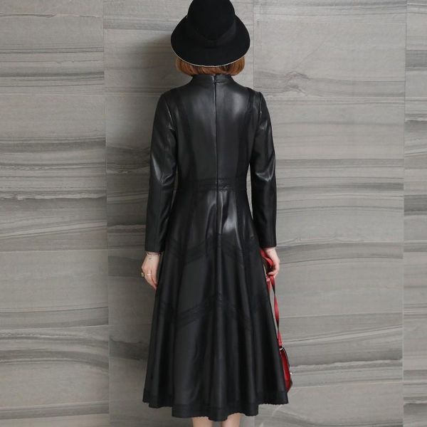 women's leather & faux elegant and women, real sheepskin, long lace, robe, coat collar, high sleeve, sleeve, Black
women's leather & faux elegant and women, real sheepskin, long lace, robe, coat collar, high sleeve, sleeve, Black
