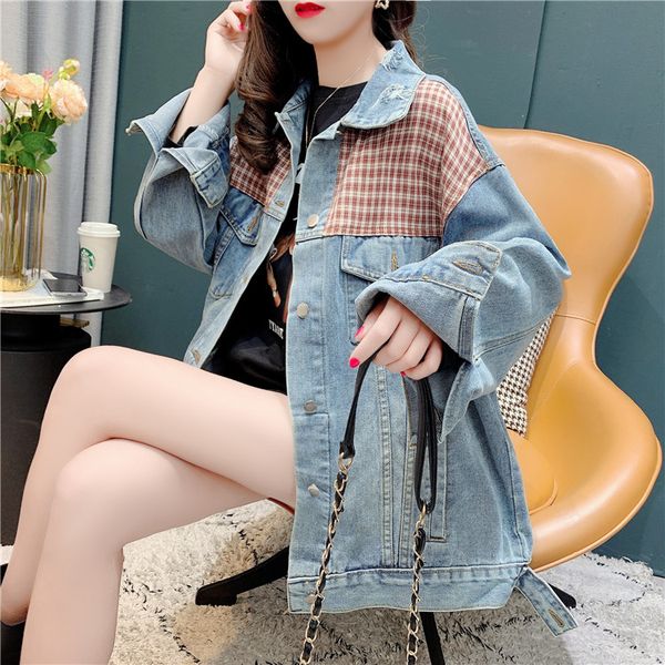 2021 spring female vintage turn down collar single breasted long-sleeved blue patchwork panelled denim jacket coat 8y597, Black;brown
2021 spring female vintage turn down collar single breasted long-sleeved blue patchwork panelled denim jacket coat 8y597, Black;brown
