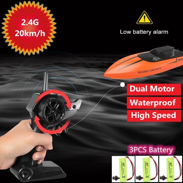 2.4g remote control boat 20km/h high speed dual motor racing rc speedboat waterproof boat with 3pcs battery water play toy kids
2.4g remote control boat 20km/h high speed dual motor racing rc speedboat waterproof boat with 3pcs battery water play toy kids