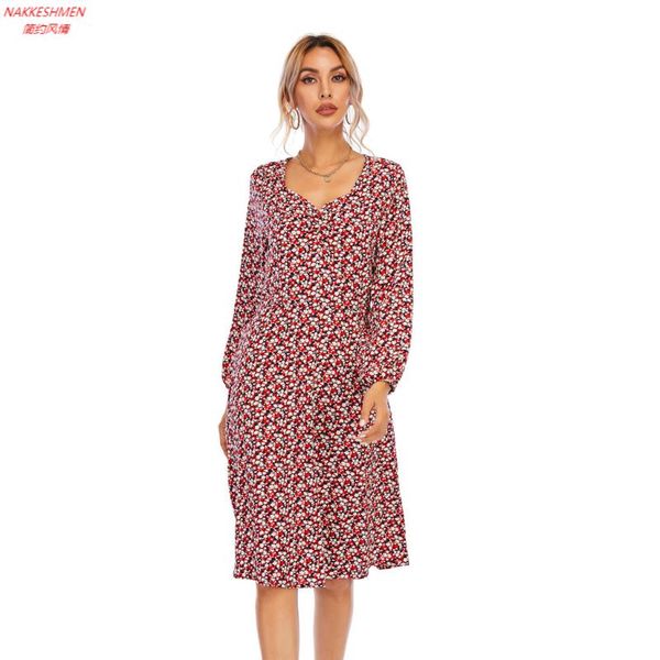 nakkeshmen-spring 2021 new chiffon floral high waist long sleeve european and american dress, Black;gray
nakkeshmen-spring 2021 new chiffon floral high waist long sleeve european and american dress, Black;gray