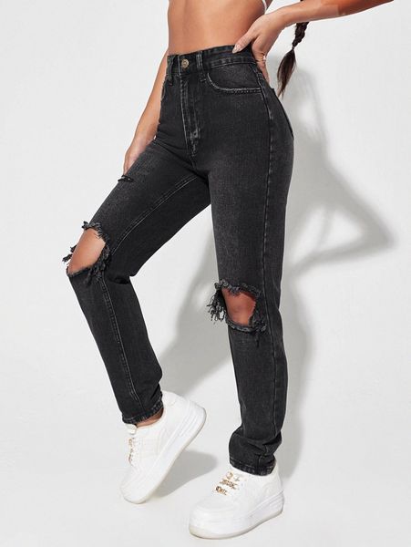 ripped detail straight leg jeans w8fz#, Blue
ripped detail straight leg jeans w8fz#, Blue