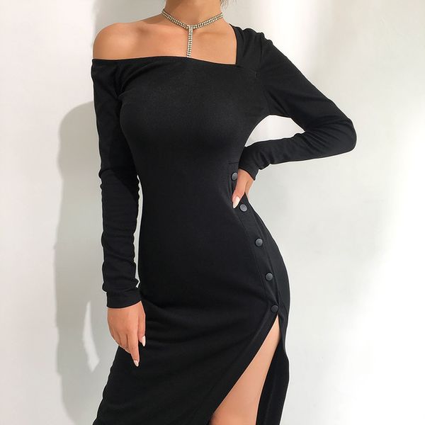 women winter dress women 2021 new arrivals long sleeve irregular shoulder split black solid party dresses vestidos, Black;gray
women winter dress women 2021 new arrivals long sleeve irregular shoulder split black solid party dresses vestidos, Black;gray