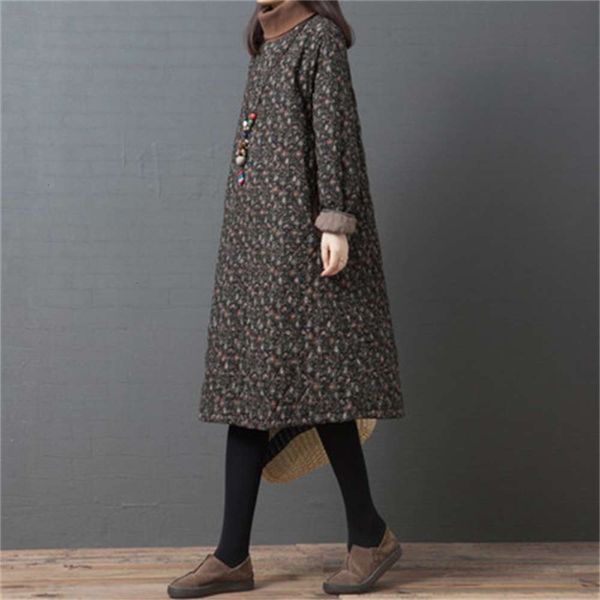 light luxury and winter new korean loose large casual floral autumn clip cotton high collar medium length dress for women, Black;gray
light luxury and winter new korean loose large casual floral autumn clip cotton high collar medium length dress for women, Black;gray