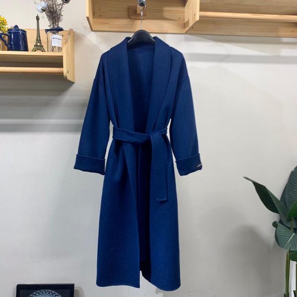 women's wool & blends younger sister's cobalt blue double face cashmere coat bathrobe wind wide tweed, Black
women's wool & blends younger sister's cobalt blue double face cashmere coat bathrobe wind wide tweed, Black