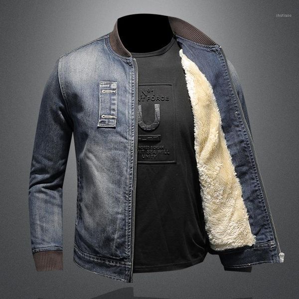 men's jackets european youth trend baseball collar personality washed denim jacket winter plus velvet warmth thick bomber jean coat mal, Black;brown
men's jackets european youth trend baseball collar personality washed denim jacket winter plus velvet warmth thick bomber jean coat mal, Black;brown