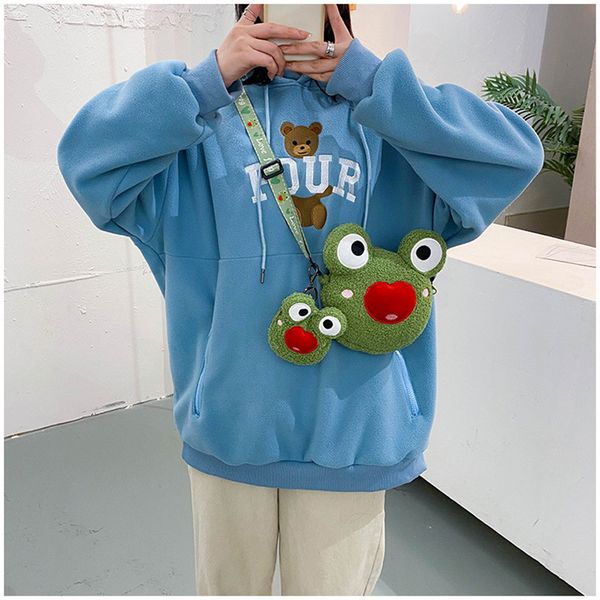 new cartoon frog cute women bag creative personality funny shoulder bag fashion wild soft novelty plush female bag, Black;red
new cartoon frog cute women bag creative personality funny shoulder bag fashion wild soft novelty plush female bag, Black;red