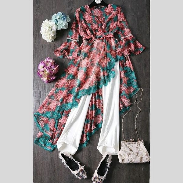 women's blouses & shirts women elegant printedchiffon irregular stitching lace side tie bowknot v-neck bell sleeve chiffon blouse plus, White
women's blouses & shirts women elegant printedchiffon irregular stitching lace side tie bowknot v-neck bell sleeve chiffon blouse plus, White