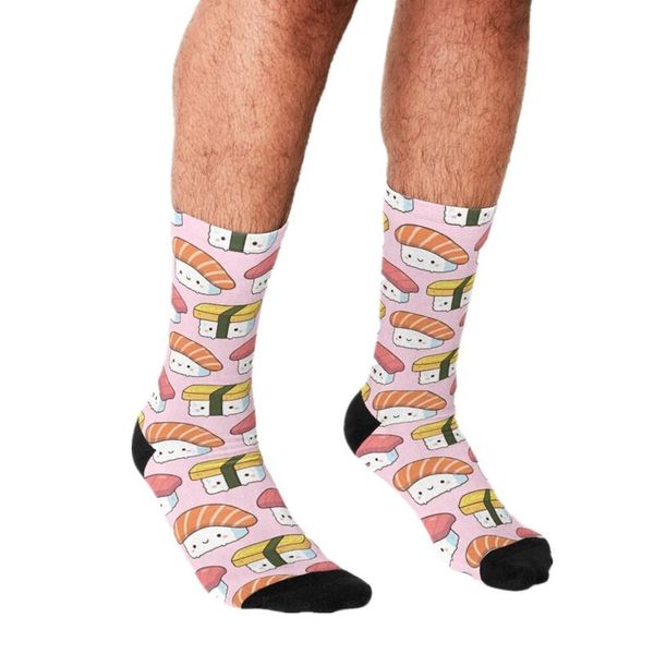 men's socks funny cute tuna egg and salmon pattern printed hip hop men happy boys street style crazy for, Black 
men's socks funny cute tuna egg and salmon pattern printed hip hop men happy boys street style crazy for, Black